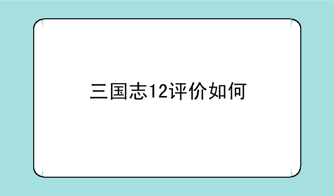 三国志12评价如何