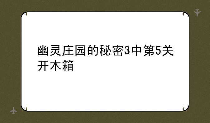 幽灵庄园的秘密3中第5关开木箱
