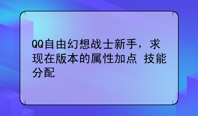 QQ自由幻想战士新手，求现在版本的属性加点+技能分配