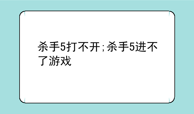 杀手5打不开;杀手5进不了游戏
